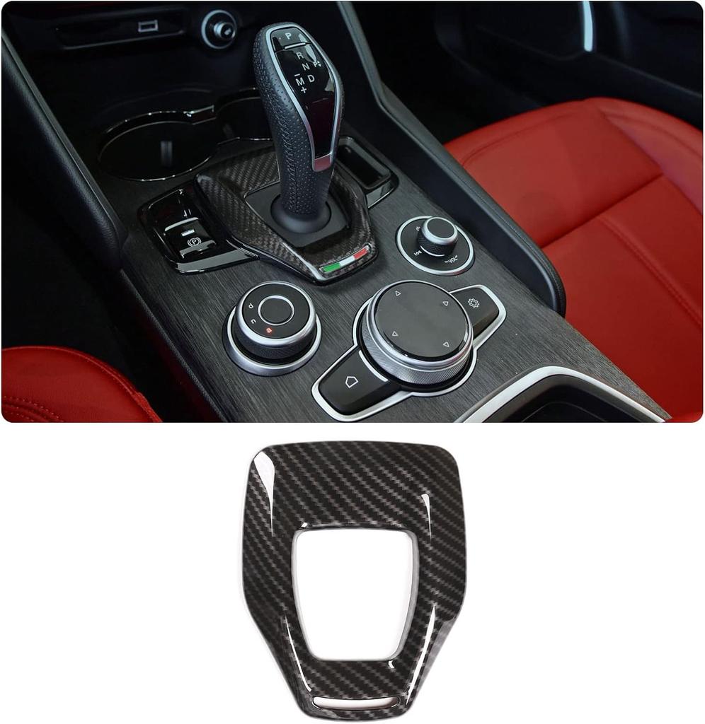 For Alfa Romeo Stelvio 2020 2025 ABS Carbon Fiber Car Center Console Gear Shift Panel Frame Cover Trim Interior Accessories
