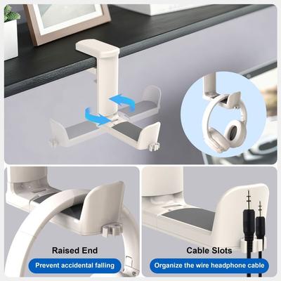 Premium 4-in-1 Design Desk Organizer Detachable Space Saving Headphone Hanger Clip-on Foldable Storage Rack Partition Storage