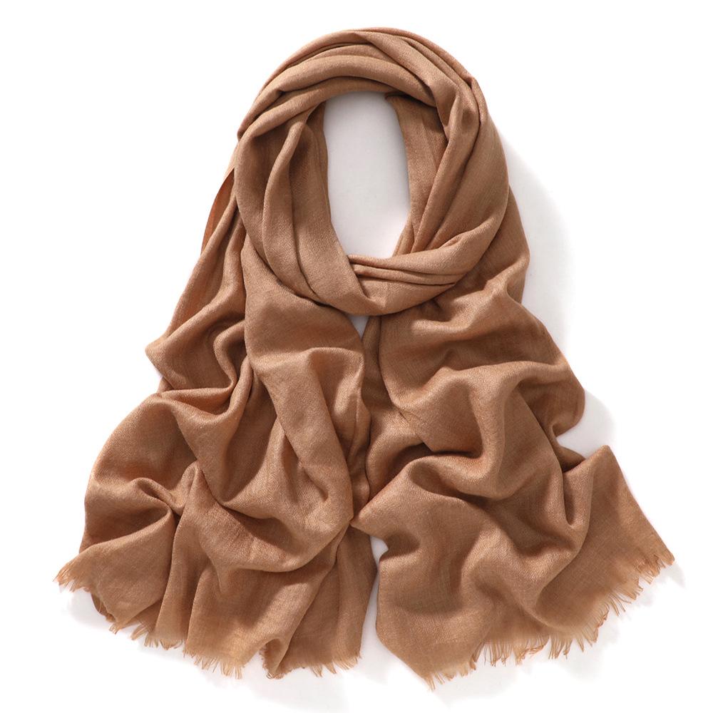 New Ultra-thin Fiber Solid Color Macaron Scarf Women's Winter Fashion Cotton and Linen Shawl Fringed Warm