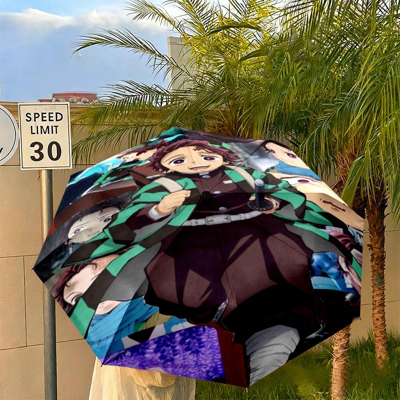 Japanese-style cartoon Demon Slayer Kamado Tanjiro & Kamado Nezuko umbrella including home travel and outdoor activities Multi functional umbrella 14