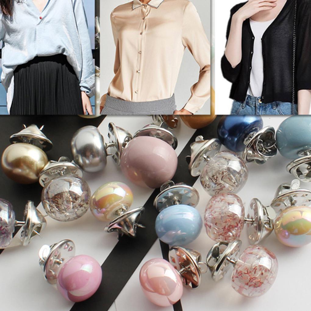 10Pcs Faux Pearl Buttons Round Decoration Beads Without Sewing for Anti-exposure Coat Sweater Clothes