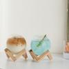 Creative Spherical Cocktail Glass With Wood Stand Unique Shape Bar Glassware Drink Cup Ronud Ball Cocktail Cup Glass Straw Cup