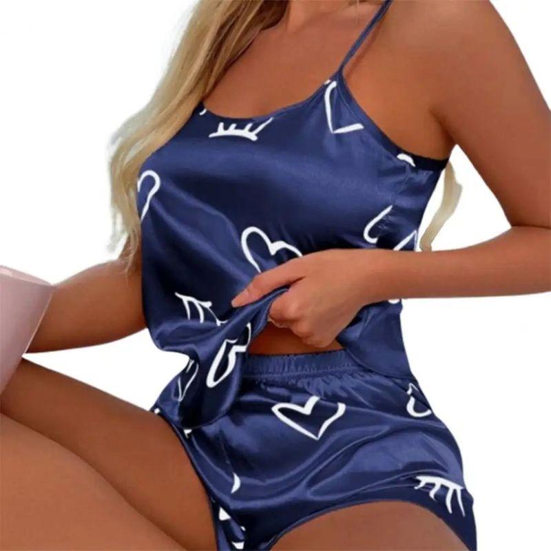 

Комплект домашнего костюма: шорты на бретелях, топ без рукавов Navy Blue L