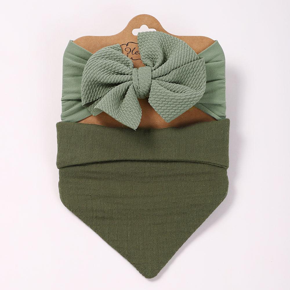 

Newborn bib headband set solid color cotton drool towel corn pattern bow headband gift sets baby headwear feeding accessories