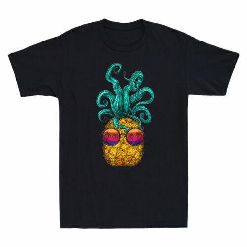 Octopus Pineapple Sunglasses Aloha Beach Hawaii Summer Funny Men s T-Shirt Black S