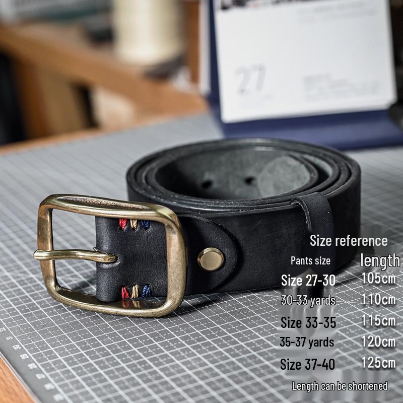 

Men’s Handmade Distressed Leather Belt with Copper Buckle 105 cm