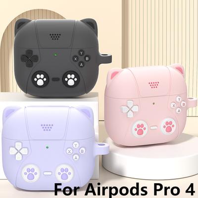 Dla AirPods 4 2024 Etui na słuchawki Urocze kocie łapki Silikonowe pokrowce ochronne i haczyk Etui ładujące do słuchawek dousznych Dla Air Pods Pro 4 Etui