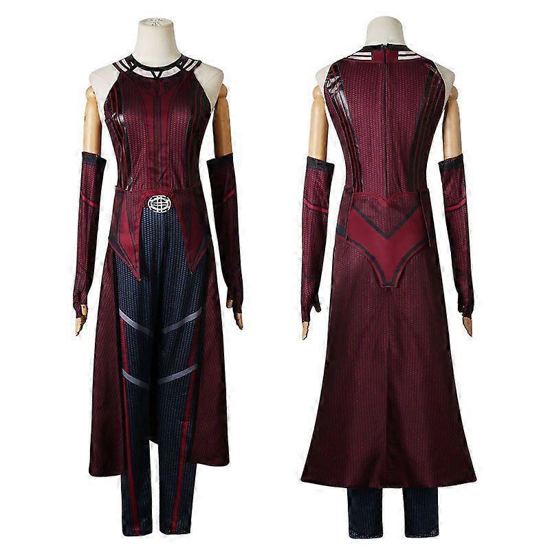 Scarlet Witch Cosplay Costume Full Set WandaVision Halloween Cosplay Satin Roleplay Dress