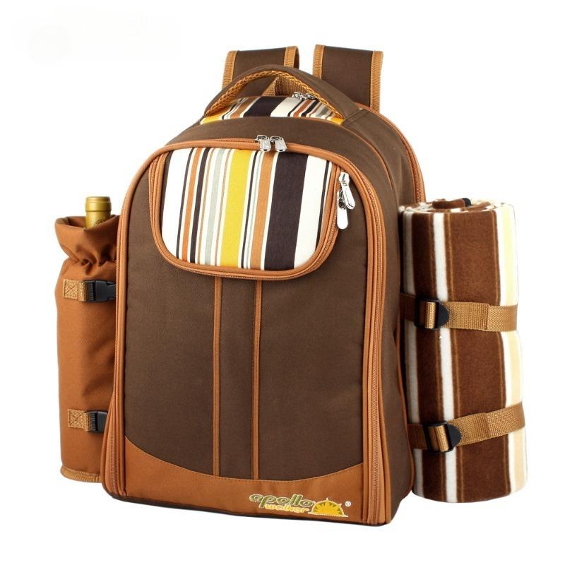 

Picnic Tableware Bag Picnic Backpack for 4 Person Portable Thermal Insulation with Cooler Compartment Wine Bag Picnic Blanket