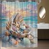 Waterproof Ocean Seashell Beach Shower Curtain Tropical Nautical Bathroom Decor Art Print Curtain for Home Use