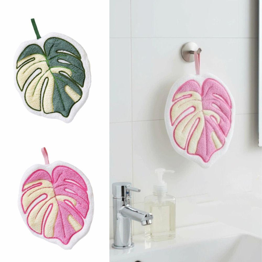Simple Pattern Cartoon Hand Towel Plant Pattern Coral Velvet Hand Towel Hanging Hand Towel  Kitchen
