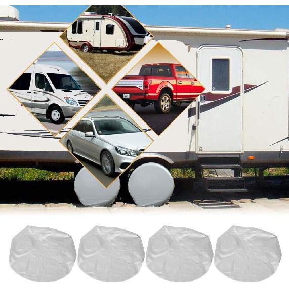 RV Tire Cover, Pack of 4 Polyester Fiber 27"-29" Wheel Tyre Protector Case Dirtproof Sun Rain Snow Protector Wheel and Tire Cover Replacement for Car