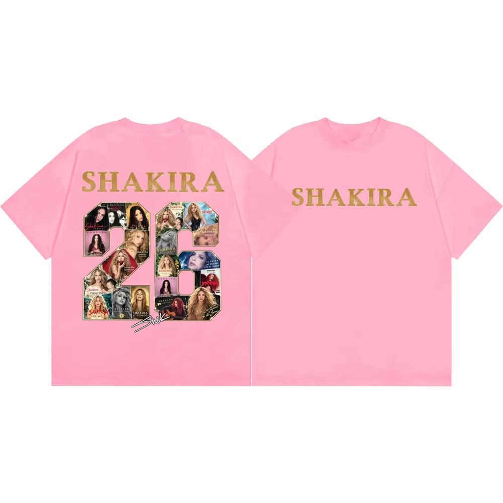 Singer Shakira World Tour 2026 Merch Tshirts Fashion Vintage Short Sleeve T Shirts Unisex Unisex Casual Cotton Tshirt Streetwear