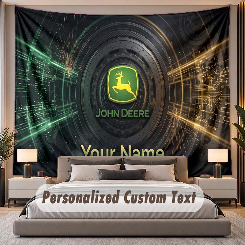 Custom Name Text Tapestry John Deere Personalized Polyester Wall Tapestry For Bedroom And Room