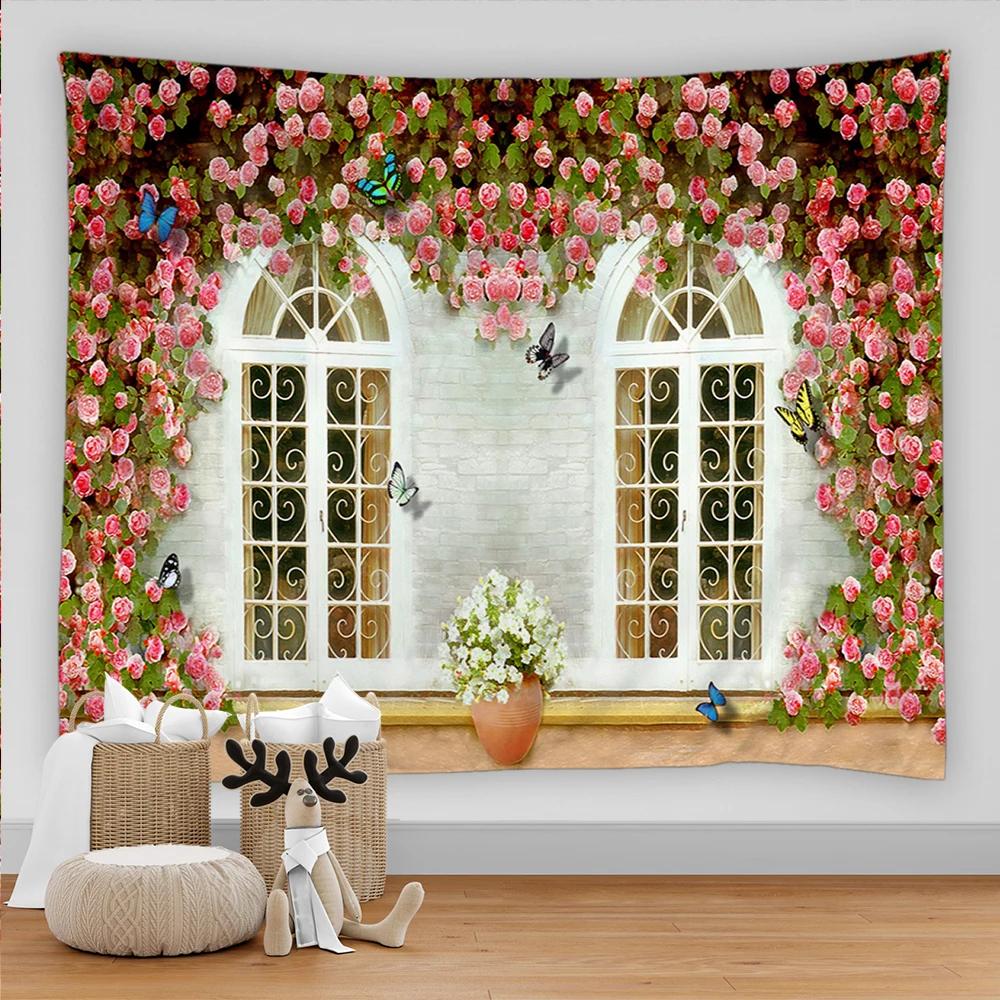 Arched Flower Path Garden Tapestry Indian Mandala Tapestry Wall Hanging Tapestries Boho Bedroom Wall Rug Couch Blanket 9 Size