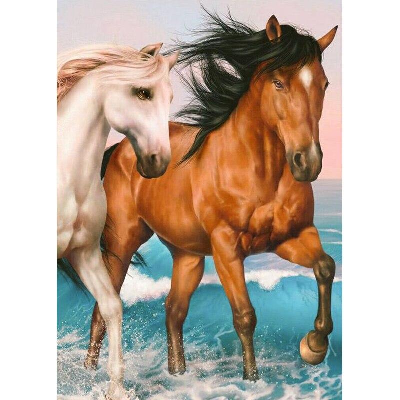 5D DIY Diamantmålning Hästlöpande Diamantbroderi Strassdekorationer för hemmet