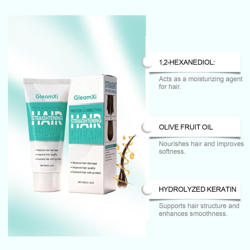 Crema Lisciante per Capelli Nutrire Capelli Secchi Danneggiati Correzione Proteica Balsamo Levigante Anti Crespo Collagene Cheratina Maschera per Capelli