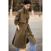 leather lace-up trench coat women's, spring new women's medium and long, waist spring and autumn women's clothing