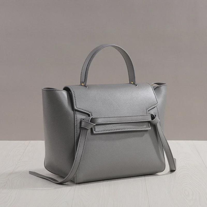 Damen Umhängetasche aus echtem Leder mit großem Fassungsvermögen - Wels-Design, geflügeltes Rindsleder, Smiley-Gesicht-Tasche