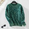 Autumn Winter Vintage Loose Long Sleeve Top Print Cardigan Knitwear O-Neck Sweater