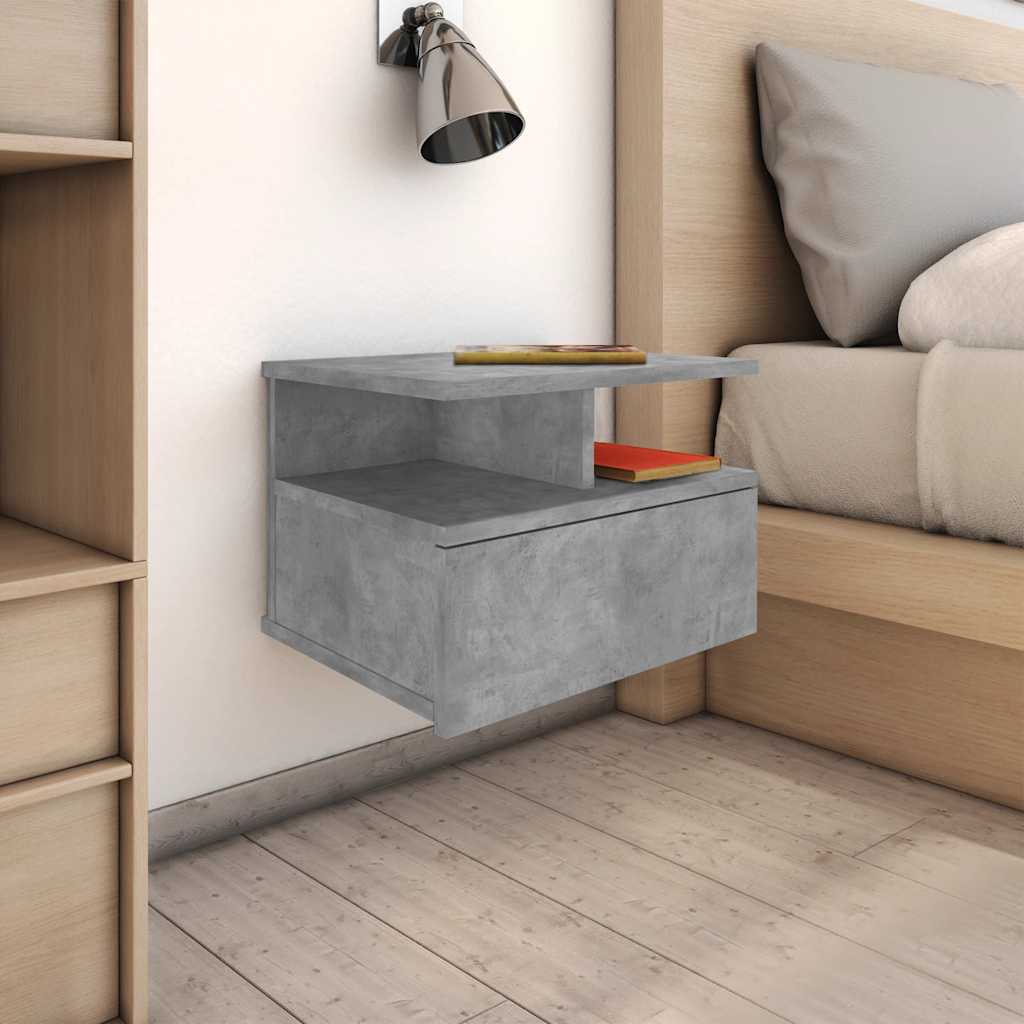 Hanging Nightstand Concrete Gray 40x31x27 cm Wood Based Material