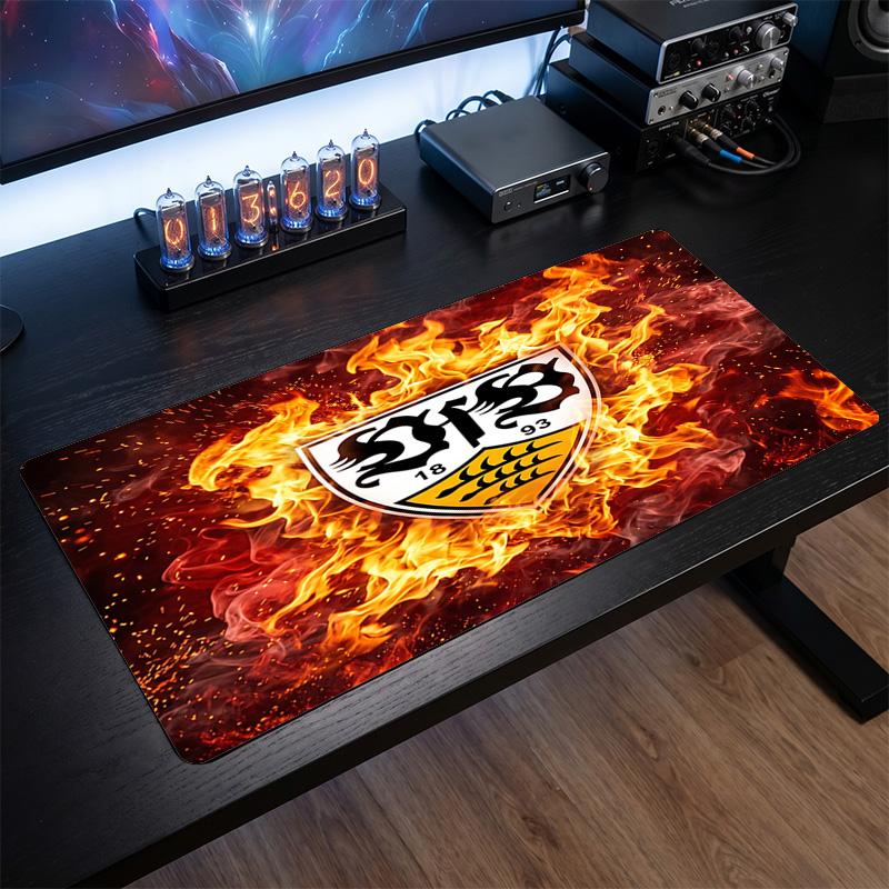 VfB Stuttgart Fußball Druck Großes Mauspads, Anti-Rutsch Erweitertes Gaming Schreibtischmatte für Büro Zuhause 30cmx60cm（11.8x23.6inch）