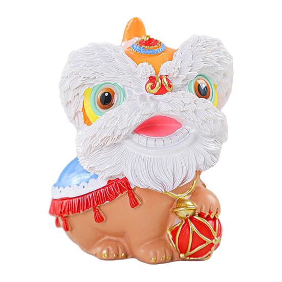 Chinese Style Lion Figurine Cartoon Guardian Lion Resin Statue Home Office Feng Shui Decoration Ornament Holiday Housewarming Gift