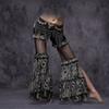 Women's Tribal Belly Dance Pants Mesh Patchwork Flared Pants Bellydance Costume for Performances Halloween Party