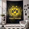 Tapiserie de agățat pe perete cu nume și text personalizate, Tapiserie decorativă Borussia Dortmund pentru dormitor