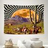 Unframed Western Cowgirl Horses Tapestry Vintage Southwestern Desert Landscape Wall Hanging Room Decor Bohemian Farmhouse Aesthe