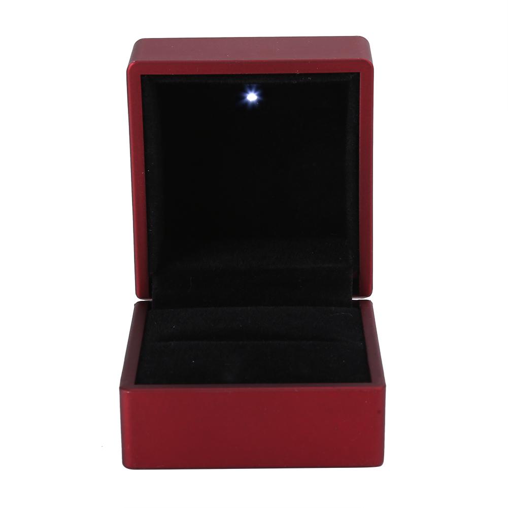 Ring Box Square Ring Jewelry Earring Coin Box with LED Light for Wedding Engagement