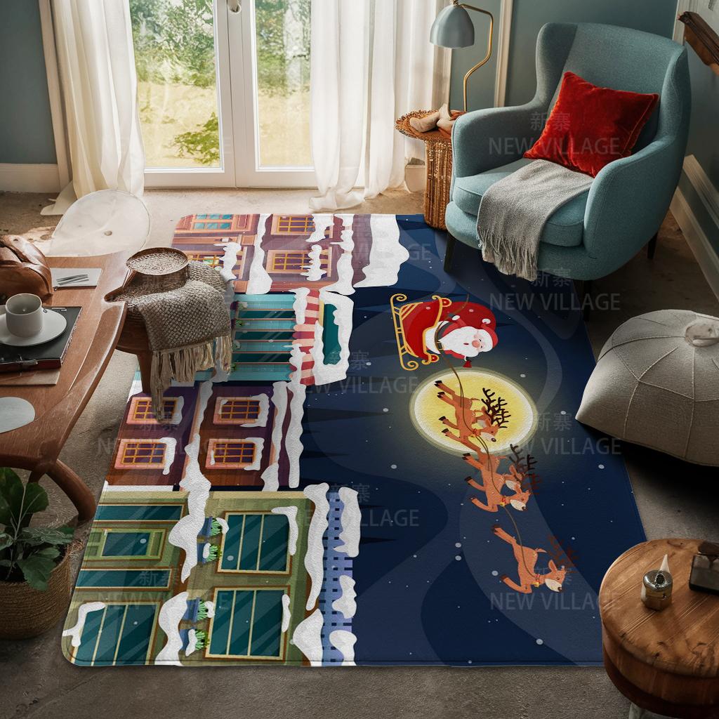 House Entrance Carpet Home Door Mat Living Room Bath Foot Bathroom Non-slip Water Absorption Rugs Bath Merry Christmas Winter