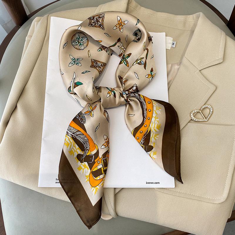 Luxury Brand Silk Square Plaid Scarf Women Satin Neck Hair Tie Band Soft work neckerchife 2025 NEW Hijab Head Female Foulard