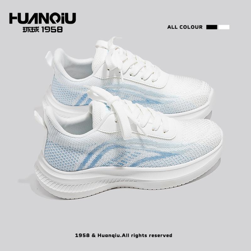 Global mesh fly-woven shoes 22 summer new breathable thick-soled height-increasing casual sports walking shoes