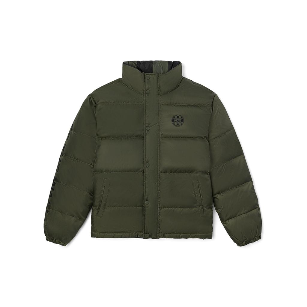 Vans Reversible Checkered Long Sleeve Stand Collar Down Jacket Unisex Outerwear Olive-Green VN00090RKCZ