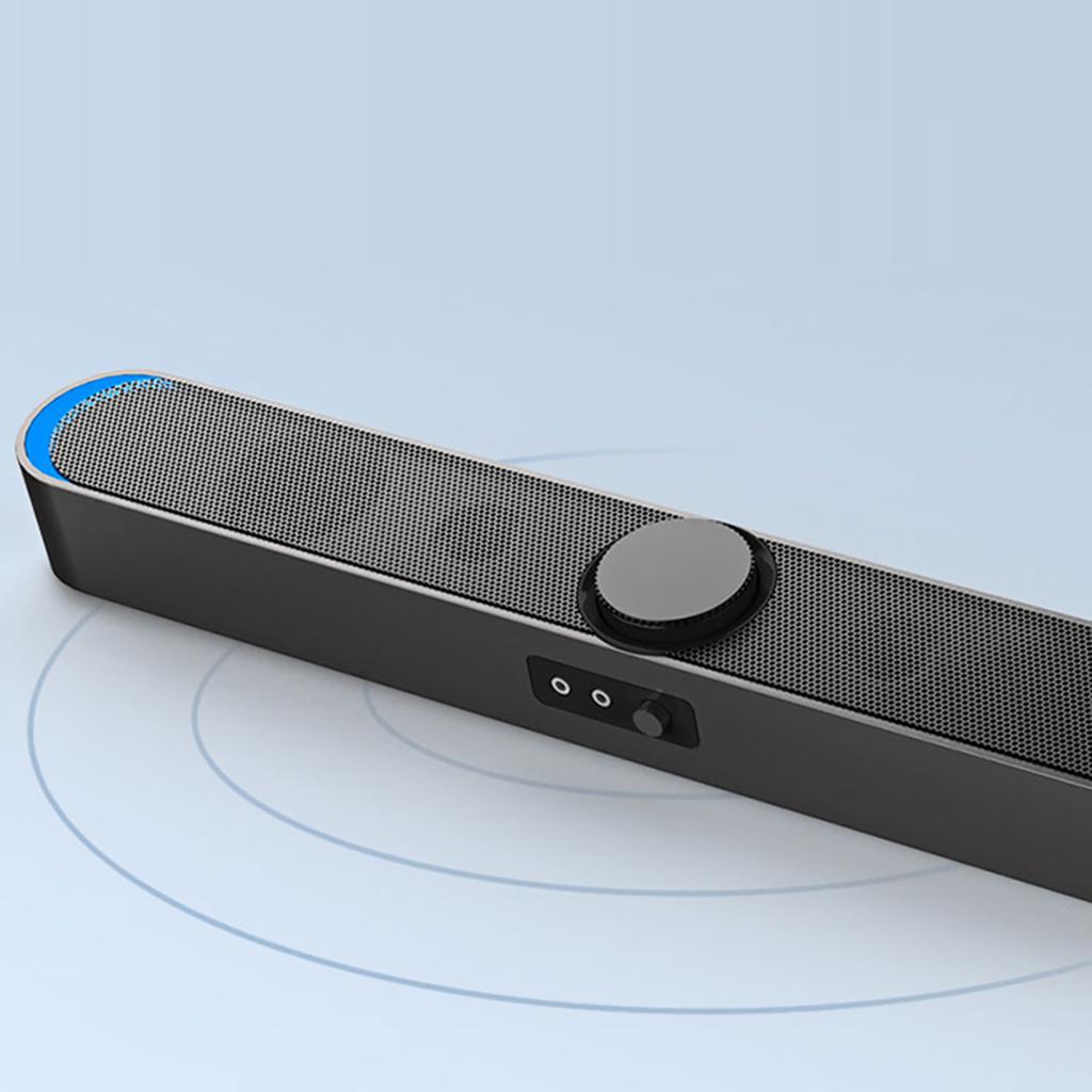 USB-betrieben Soundbar PC-Lautsprecher mit LED-Leuchten 3,5-mm-Audio-Mikrofonstecker Kabelgebundener Soundbar-Lautsprecher für PC Handy