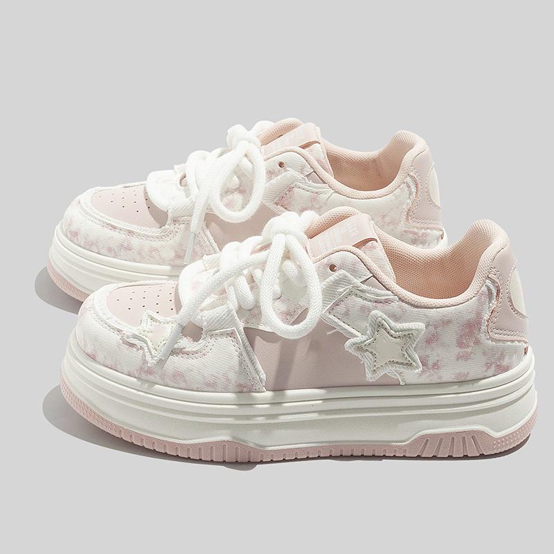 

Женские сетчатые туфли Bei er на толстой подошве, белые - Модный звездный стиль 2025 для студентов 40