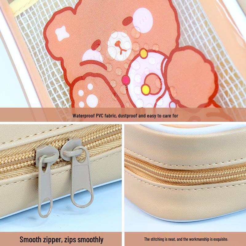 Large Capacity Cute Cartoon Transparent Pencil Case for Students