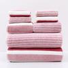 8-Piece Coral Fleece Towel Set Super Soft & Highly Absorbent Bath & Face Towels Narrow & Wide Stripe Design Shedding Resistant for Bathroom Spa