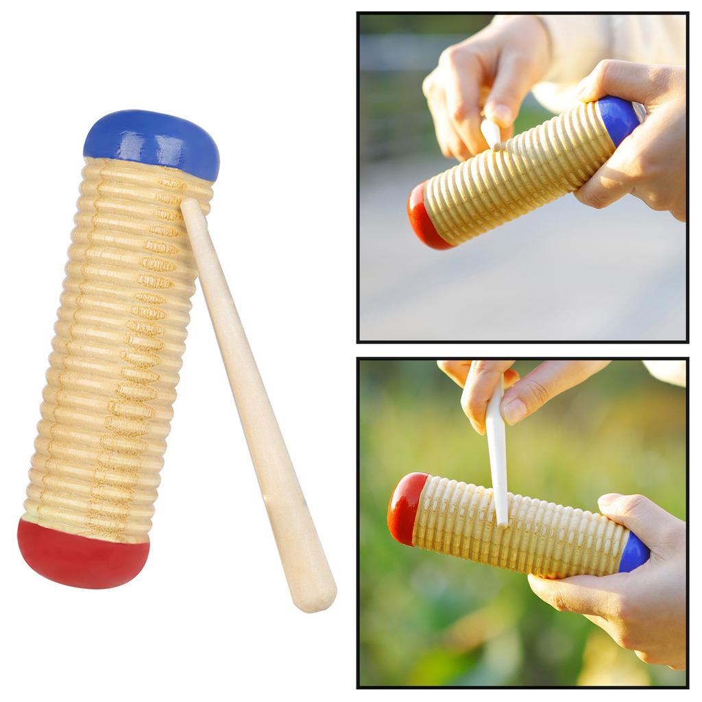 Wood Guiro Shaker Guiro Scraper Music Guiro Scraper Wooden Sound Guiro with Mallet Musical Percussion Instrument Kid Toy