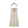 2026 Spring Beige Floral Print Camisole Dress - European & American Style, Mid-Length