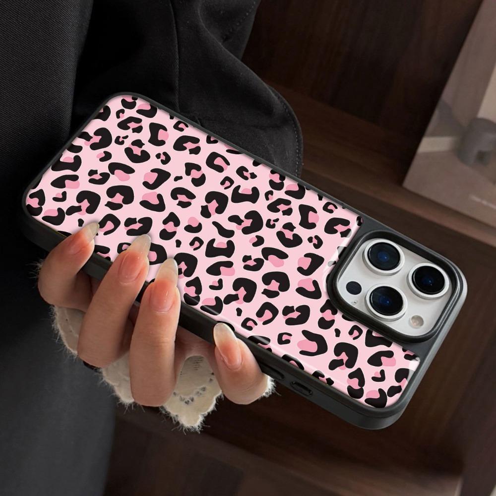 Pink Leopard Print Pattern Phone Case Suitable for iPhone 17 16 15 14 13 12 11 Pro/Max/Plus Anti Drop and Shockproof Back Cover