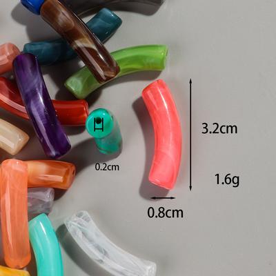 20pcs Acrylic 8mm Thin Bamboo Tube Beads Dual Color Resin Bent Pipe Loose Bead for DIY Bracelet Necklace Jewelry Accessories