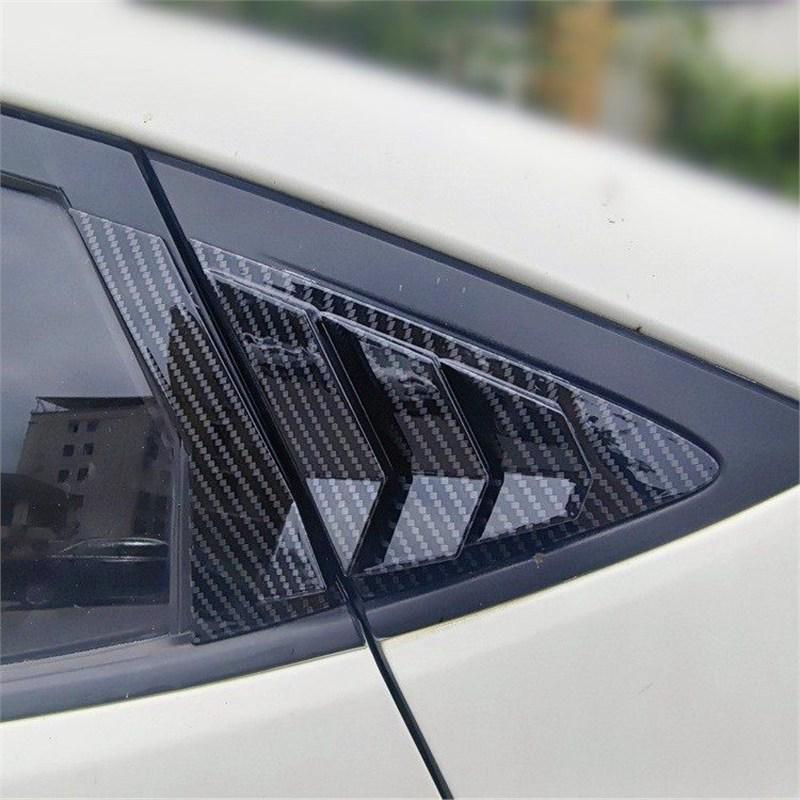 Carbon Fiber Rear Triangle Window Louver Sunroof Trim for Modern Rena 3-Box Car - Bright Black