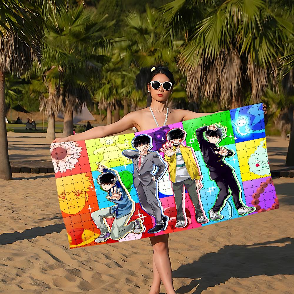Anime Mob P-Psycho 100 Anime Beach Swimming Towel Soft Absorbent Washcloth Children's Gifts for Kids Travel Camping Gym