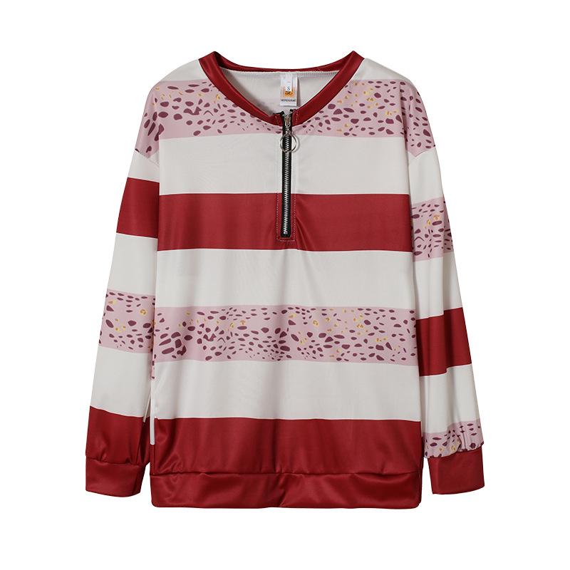 V-neck College Style Striped Pullover Hoodie