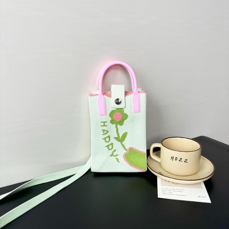 Mobile phone bag flower knitted bag niche versatile shoulder messenger bag trendy tote bag flower knitting
