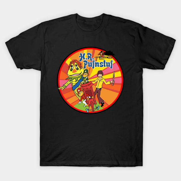 

Men Black Print T-shirt Hr H R Pufnstuf Puff Stuff Puff N Stuff No-Cut Transfer Paper Print Cotton Tshirt 4XL чорний