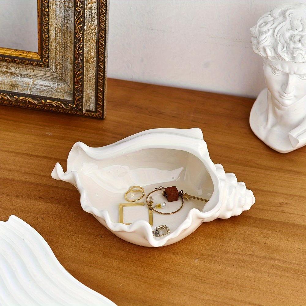Ceramic Seashell Jewelry Tray Ins Style Decorative Storage Dish for Home Desktop Organizer