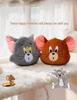 Genuine Tom and Jerry Plush Pillow: Cute Tom Cat Head & Jerry Mouse Backrest Doll